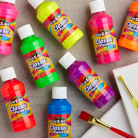 Cra-Z-Art Classic Washable Paint 4oz 8ct POP! Neon, Bright and Bold Colors for Arts & Crafts, School Projects, Creative Play & More! Made in USA
