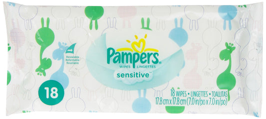 Pampers Sensitive Wipes Convenience Pack 18 Count (Pack of 24)