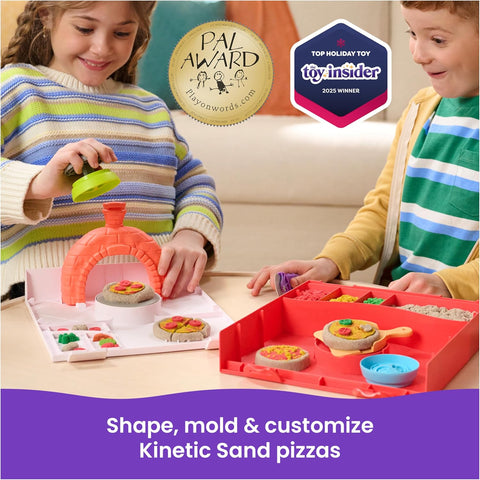Kinetic Sand SquishPizza Playset, Moldable Play Sand Sensory Toys, Ages 5+