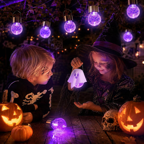 GIGALUMI Solar Hanging Lights Outside Halloween Decoration Lanterns 8 PC