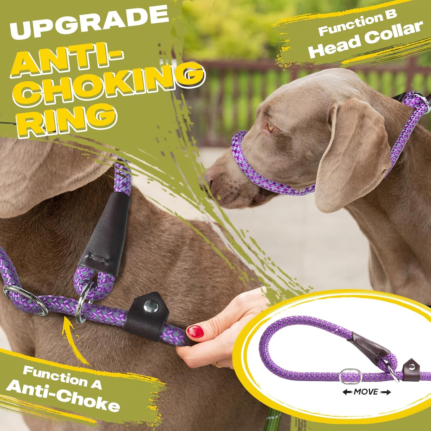 Fida Durable Slip Lead Dog Leash, 6 FT x 1/2" Dog Training Leash, Purple