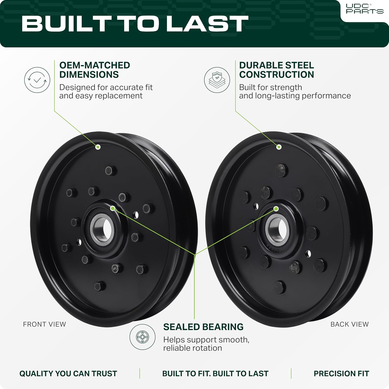 UDC Parts AUC16698 Idler Pulley Replacement for John Deere 48 Inch AM121602