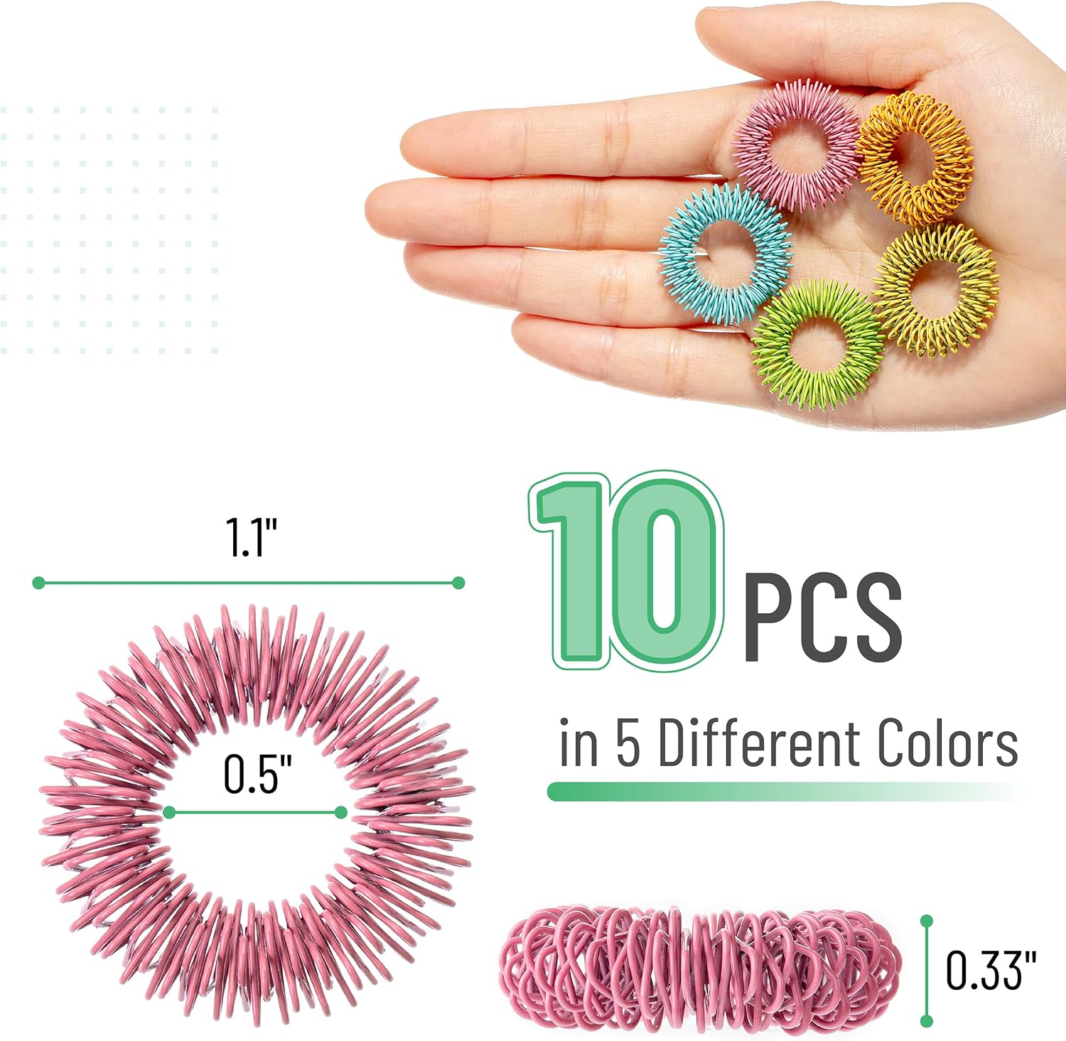 Mr. Pen- Spiky Sensory Rings, 10 Pack, Colorful