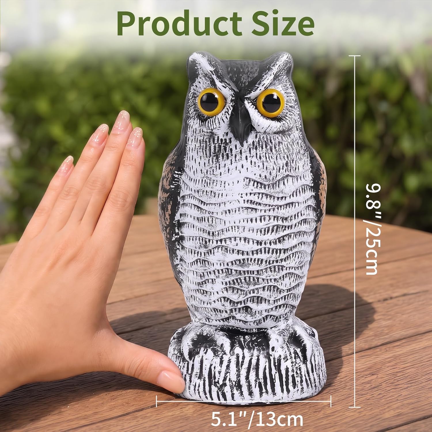 OFFO Realistic Owl Statue, Hand-Painted Garden Owl Decor, 10 Inch