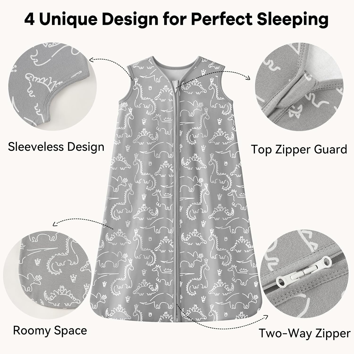 Unnivoll Baby Sleep Sack 0-6 Months 100% Organic Cotton 1.0 TOG