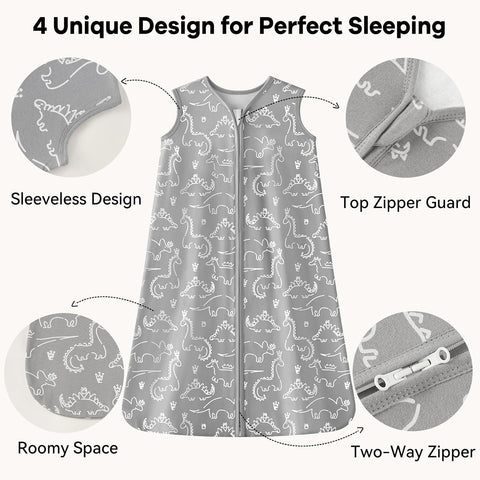 Unnivoll Baby Sleep Sack 0-6 Months 100% Organic Cotton 1.0 TOG
