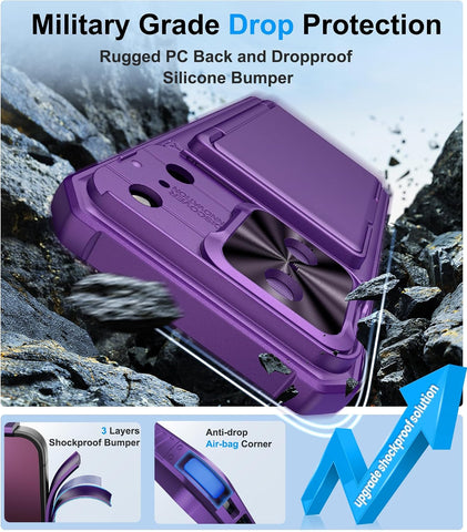 BXYJY for iPhone 17 Pro Max Case Wallet, Card Holder (4-5 Cards), Purple