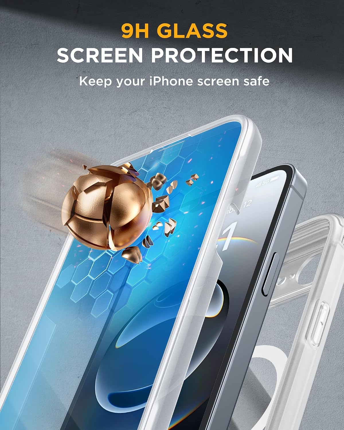 Miracase for iPhone 16e& 17e Case Built-in Screen Protector, Matte Clear