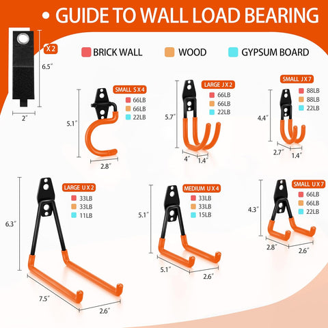 28 Pack Garage Hooks Heavy Duty with Non Slip PVC Coating