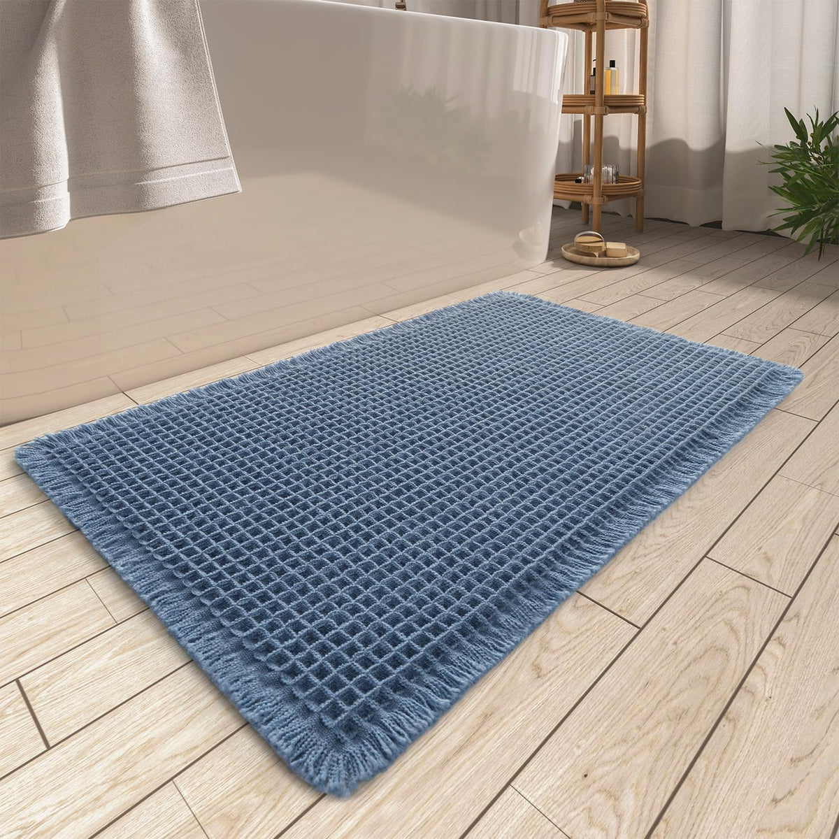 Upgraded Waffle Bath Mat Ultra Absorbent Non Slip Bathroom Mat, 17" x 24"