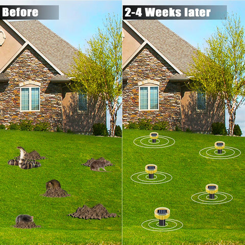 Snake Repellent for Yard 10 Pack, Ultrasonic Mole Repellent,Solar Powered Gopher Repeller Sonic Mole Deterrent Spikes, Snake Gopher Mole Vole Repellent Outdoor for Lawn Garden & Yard