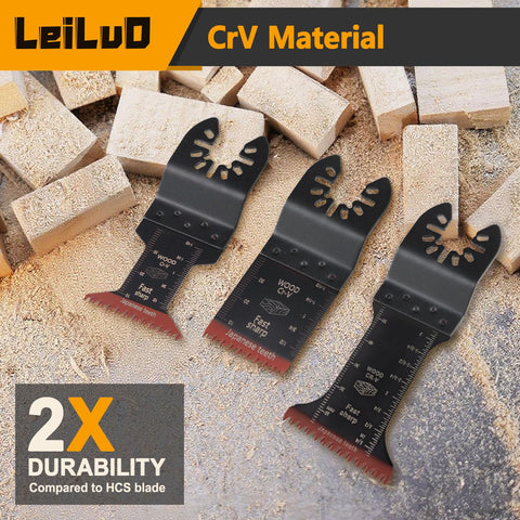 LEILUO 15Pcs Multitool Blades for Wood, 70mm Long Oscillating Saw Blades