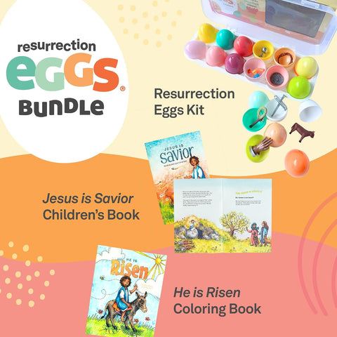 FAMILYLIFE Complete Resurrection Eggs Bundle – Interactive Easter Story Set – Hands-On Toddler Easter Activities – Resurrection Eggs, He is Risen Easter Coloring Book & Jesus is Savior Storybook