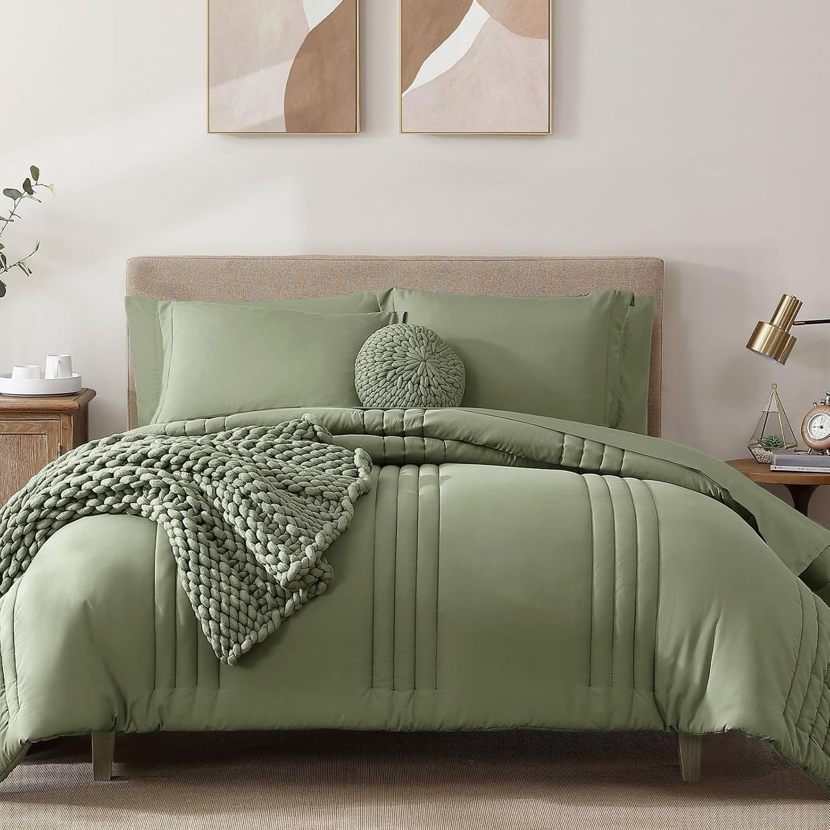 Oversized Queen Comforter Set-7 Pieces Soft Bed in a Bag Queen Bedding Sets