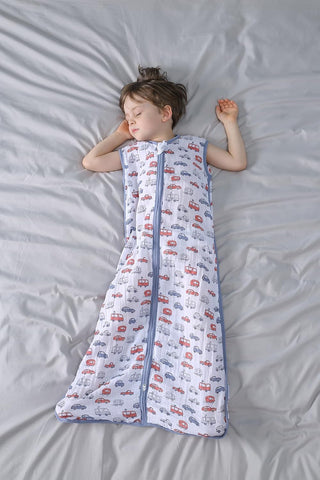 TADO MUSLIN Baby Sleep Sack 12-24 M Baby Wearable Blanket 100% Organic Cotton 0.5 TOG Toddler Sleep Sack 2-Way Zipper Soft Large 4 Layers 1-2 T Car