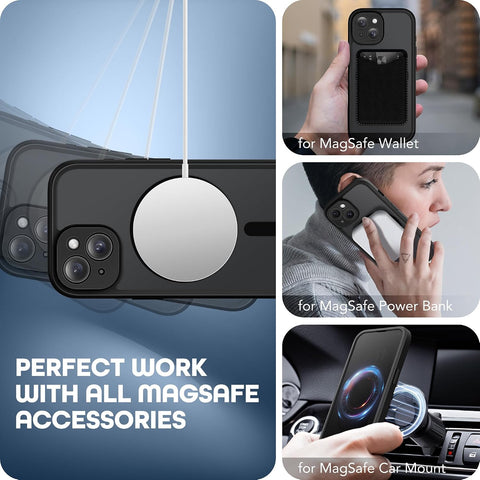 TIESZEN for iPhone 15 Plus Case, Compatible with MagSafe, Black