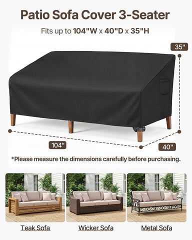 Vailge Patio Sofa Cover 3-Seater & Outdoor Couch Cover Waterproof