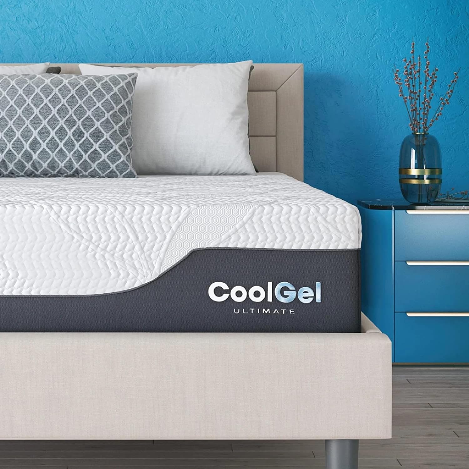 COOL GEL Chill Memory Foam 14-Inch Mattress with 2 Pillows, CertiPUR-US Certified, Mattress in a Box, Queen, White