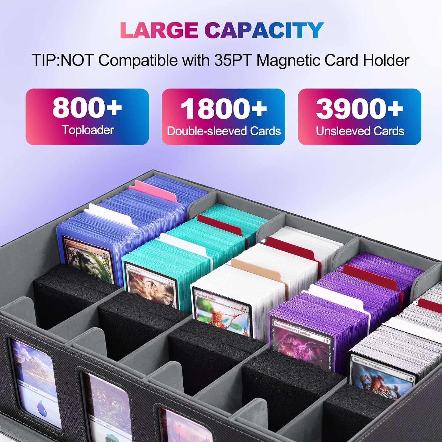 UAONO Trading Card Storage Box Holds 3900+ Cards, Bulk Card Storage