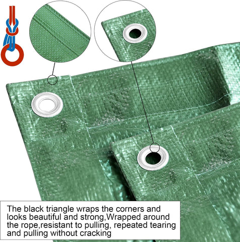 STARPYNG-7 Mil Green 16x20 Feet Tarp-Multifunctional Waterproof Tarpaulin-Waterproof, UV Resistant, Rip and Tear Resistant, Poly Tarpaulin with Reinforced Edges for Cover