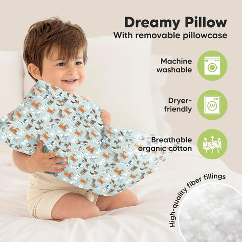 Toddler Pillow with Pillowcase, 13x18 My Little Dreamy Pillow (Dogs)