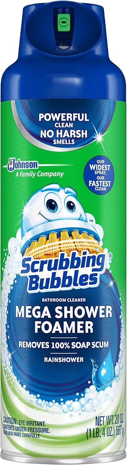 Scrubbing Bubbles Mega Bathroom and Shower Foamer Aerosol, Rainshower Scent, 20oz