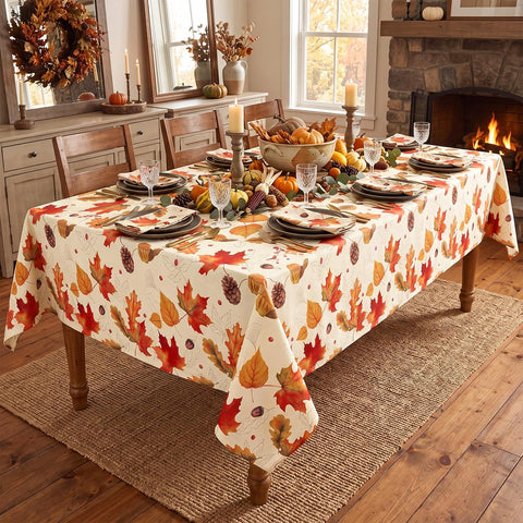 3Pack Fall Plastic Tablecloths, 54 X 108In Autumn Maple Leaves Tablecloth