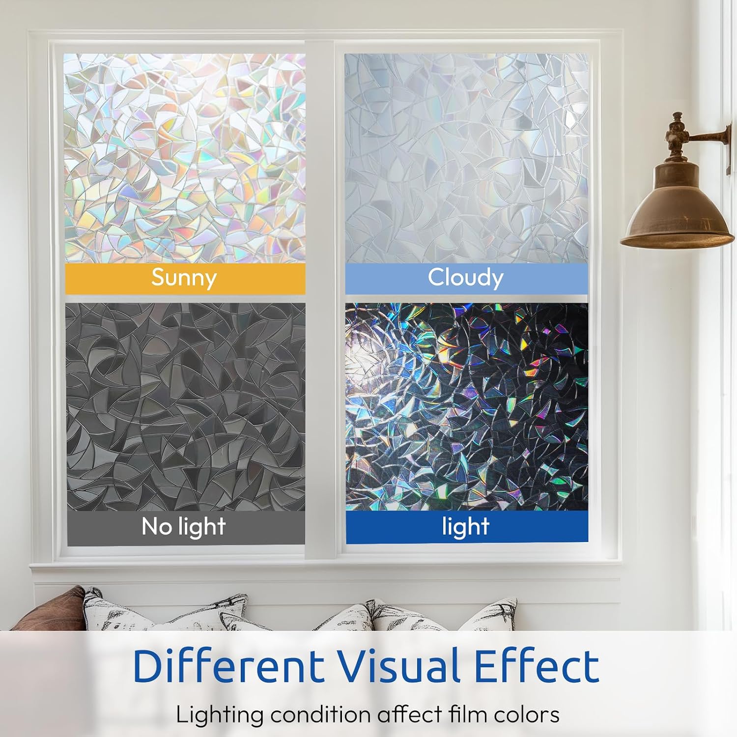 rabbitgoo Window Privacy Film Rainbow, Clear, 17.5" x 78.7"