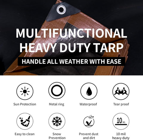 TARPAL Tarp 4x20 Feet Tarps Heavy Duty Waterproof 10mil Multipurpose