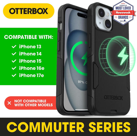 OtterBox iPhone 17e, 16e, 15, 14, 13 Commuter MagSafe Case - Black