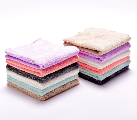 Kyapoo Baby Washcloths 12 Pack 12x12 Inches Microfiber Coral Fleece Extra Absorbent and Soft for Newborns, Infants and Toddlers