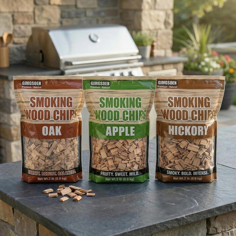 Smoking Wood Chips Variety Pack, 3 Flavors (Oak, Hickory, Apple), 2 lbs × 3 — All-Natural BBQ Smoking Chips for Smoker Box, Electric Smokers, Pellet & Charcoal Grills