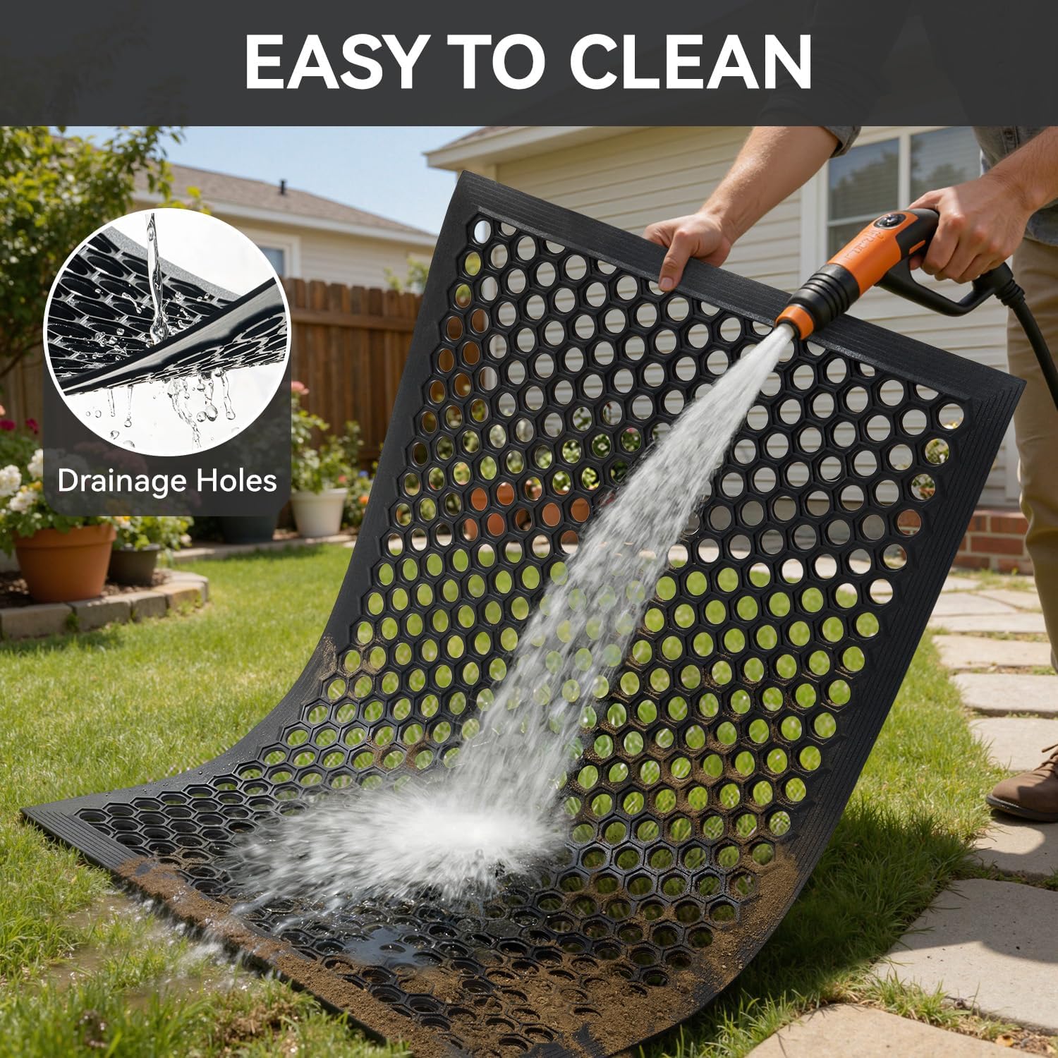 RESARE Rubber Floor Mat Non-Slip Commercial Front Door Mat, 47"x32"
