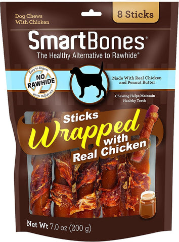 SmartBones Chicken-Wrapped Sticks, Treat Your Dog to a Rawhide-Free Chew Made with Real Chicken and Peanut Butter, 7 Ounce (Pack of 2)