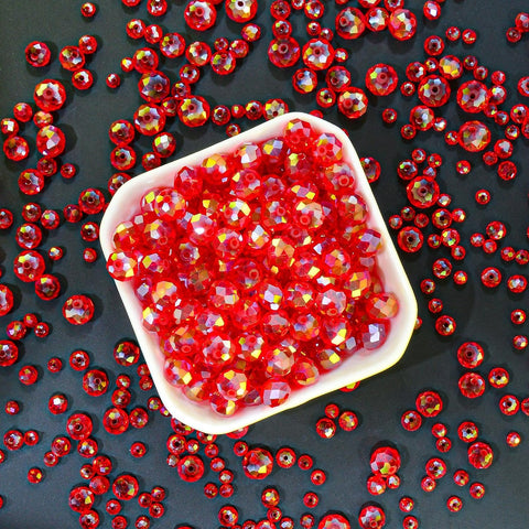 500Pcs 6mm Crystal Glass Beads for Jewelry Making Beads for Bracelets Necklace Pendants Making Supplies(Red)
