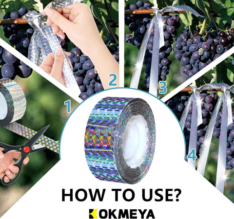 Bird Scare Tapes 500FT*2 Reflective Flash Tape for Birds, Bird Scare Device Double Side Ribbon Scare Birds Away for House, Garden, Yard, Orchard, Patio