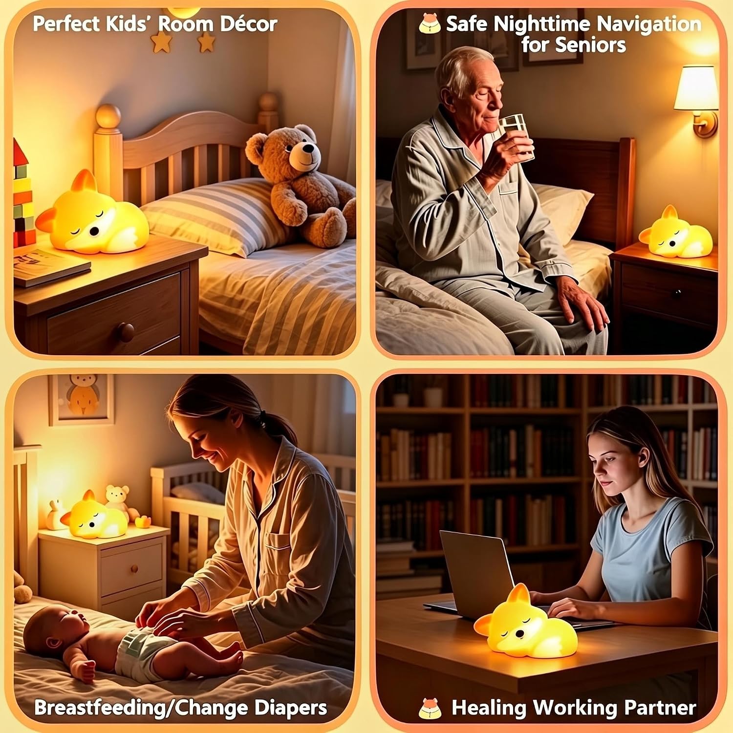 YR YRHH-PET Cute Fox Lamp, Squishy Animal Night Light, Kids Baby Fox Gifts
