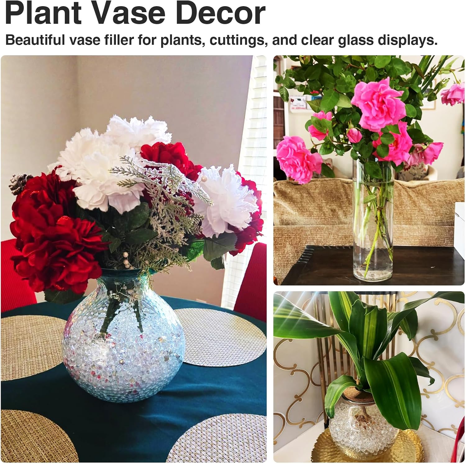 160,000 Clear Water Gel Beads for Vases, Transparent Water Gel Beads for Vase Filler, Candles, Wedding Centerpiece Floral Decorations