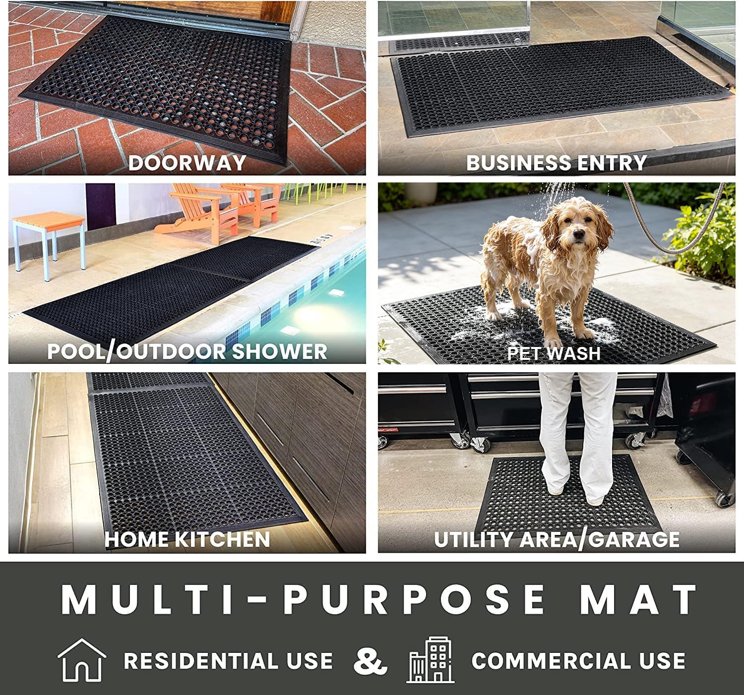 Uniboho Commercial Heavy Duty Rubber Floor Mat for Outside Non Slip 20 x 31