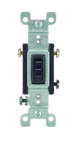 Leviton 15 Amp, 120 Volt, Toggle Framed 3-Way AC Quiet Switch, Residential Grade, Grounding, Quickwire Push-In & Side Wired, 1453-2W, White