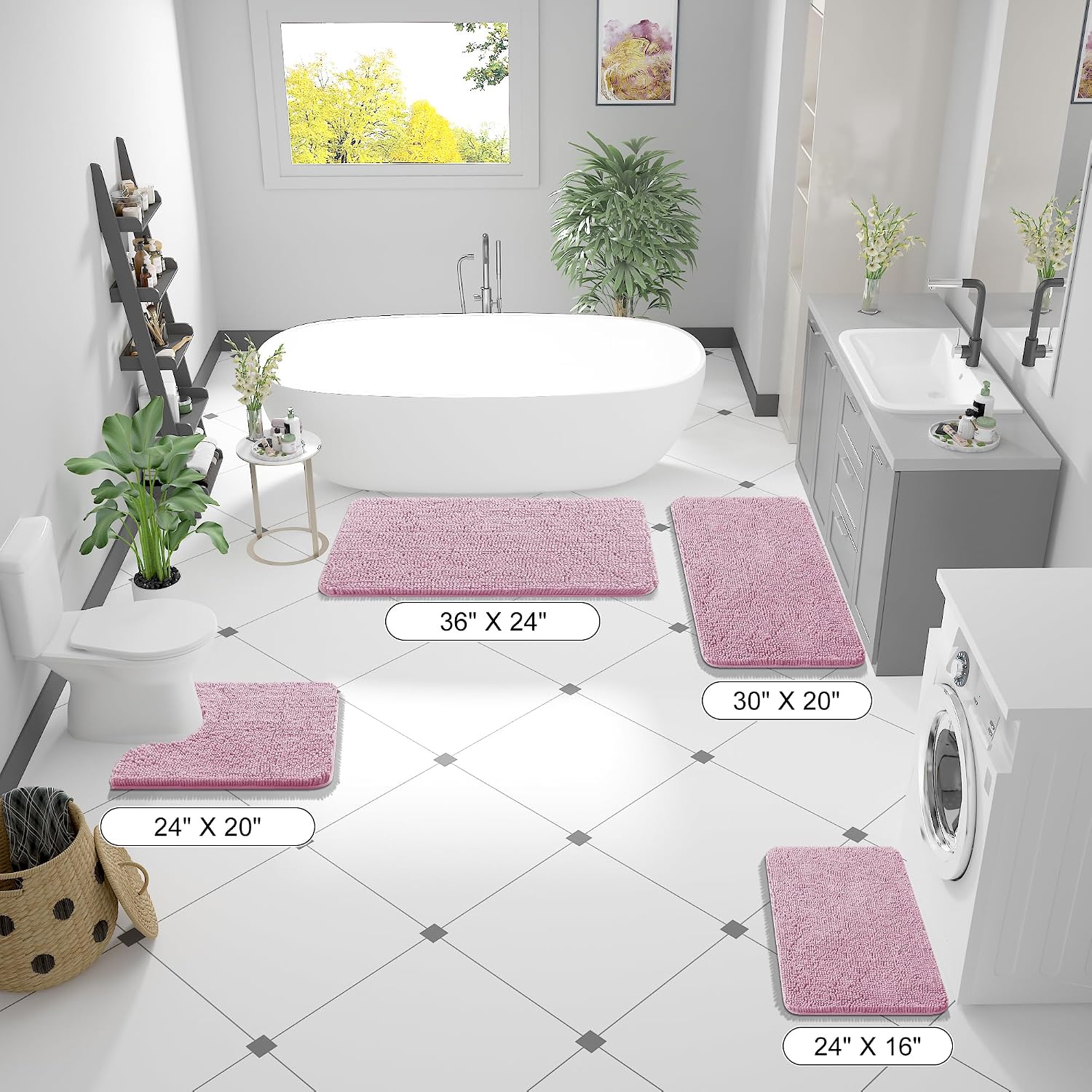 OLANLY Bathroom Runner Rugs 40x24, Extra Soft Absorbent Chenille Bath Rugs