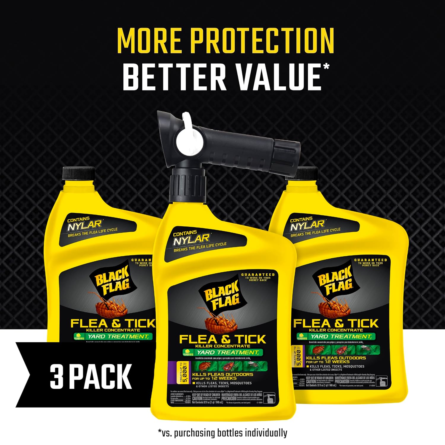Black Flag Flea and Tick Killer Concentrate Yard Treatment, 32 Oz, 3 Pack