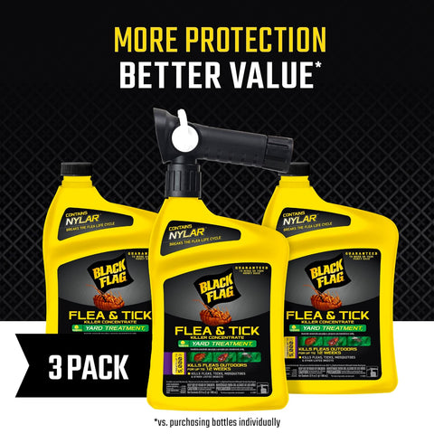 Black Flag Flea and Tick Killer Concentrate Yard Treatment, 32 Oz, 3 Pack