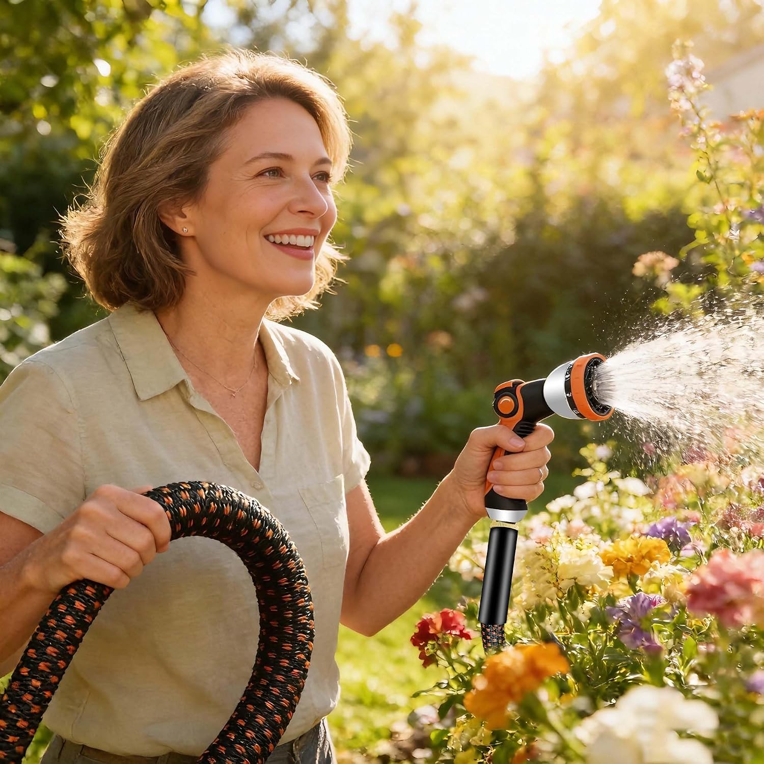 Garden Hose 25FT, Ultra Lightweight with 10-Function Nozzle