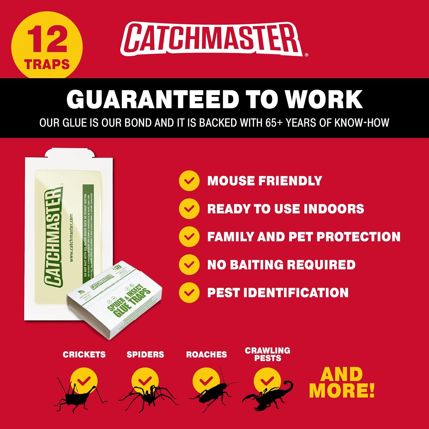 Catchmaster Spider & Insect Traps Indoor, Sticky Glue Boards 12 Pack