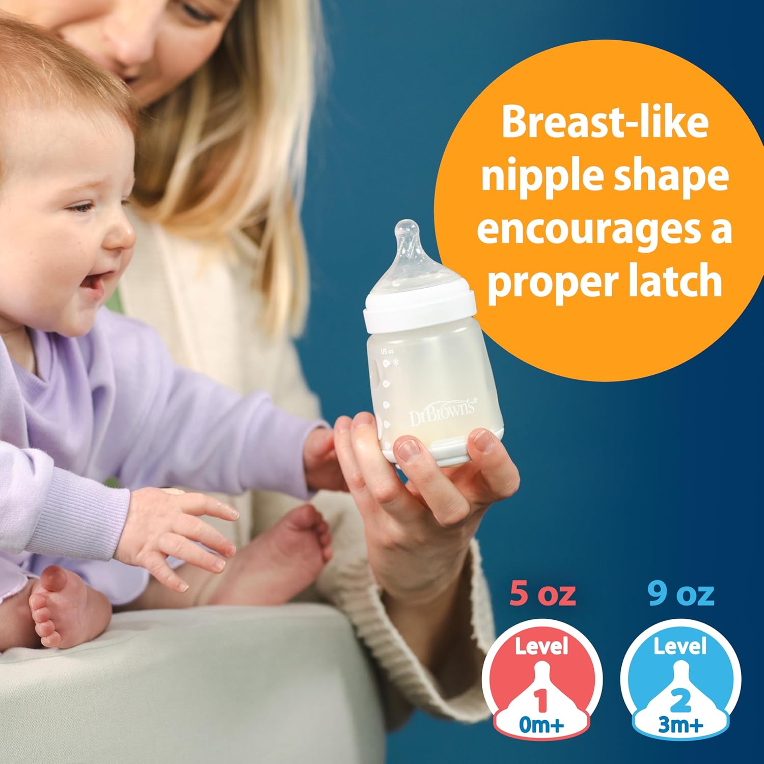 Dr. Brown's Silicone Baby Bottle, 5 oz, Level 1 Nipple, 0m+, Pink, 4-Pack