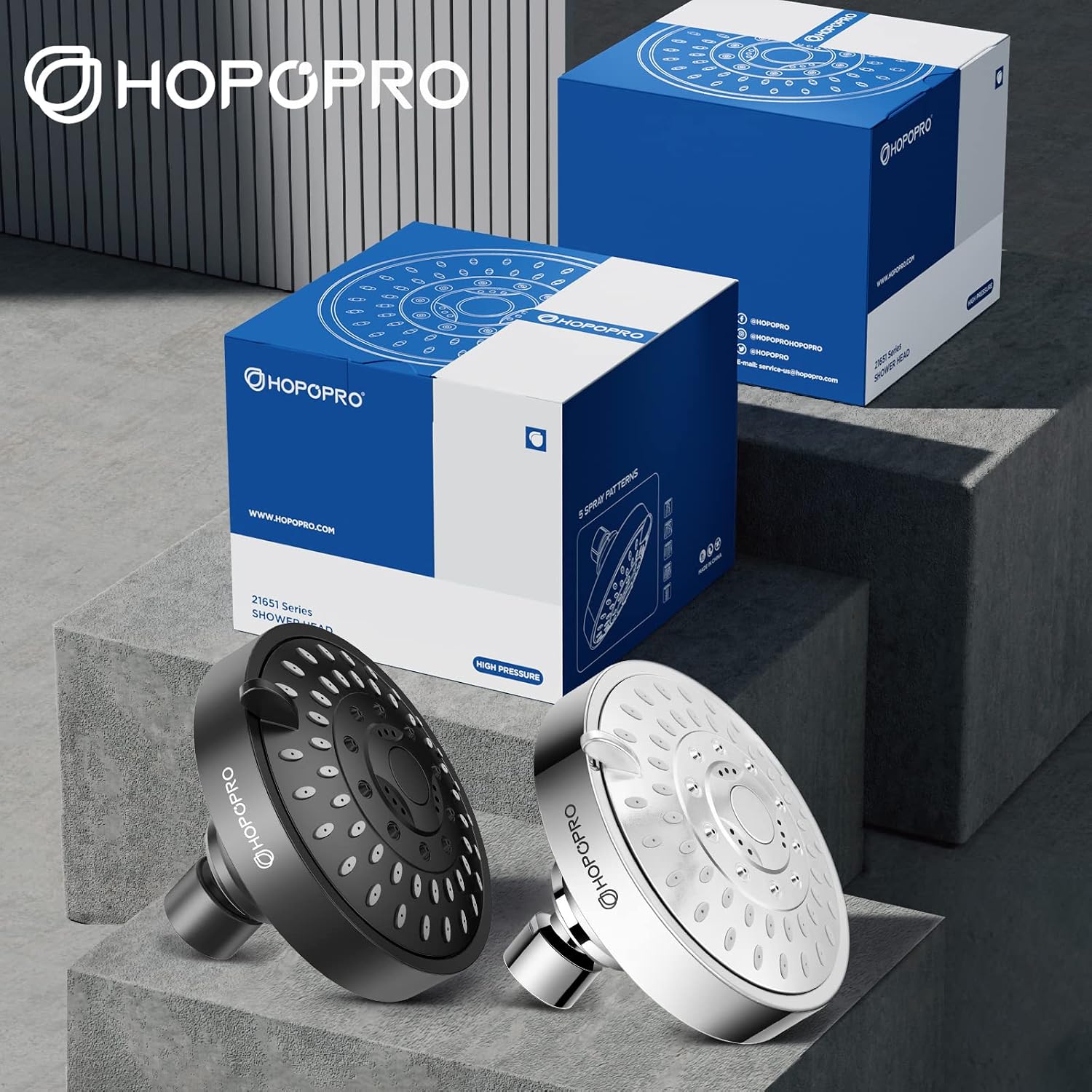 High Pressure Shower Head, HOPOPRO 5-Mode Fixed Showerhead, NBC Recommended