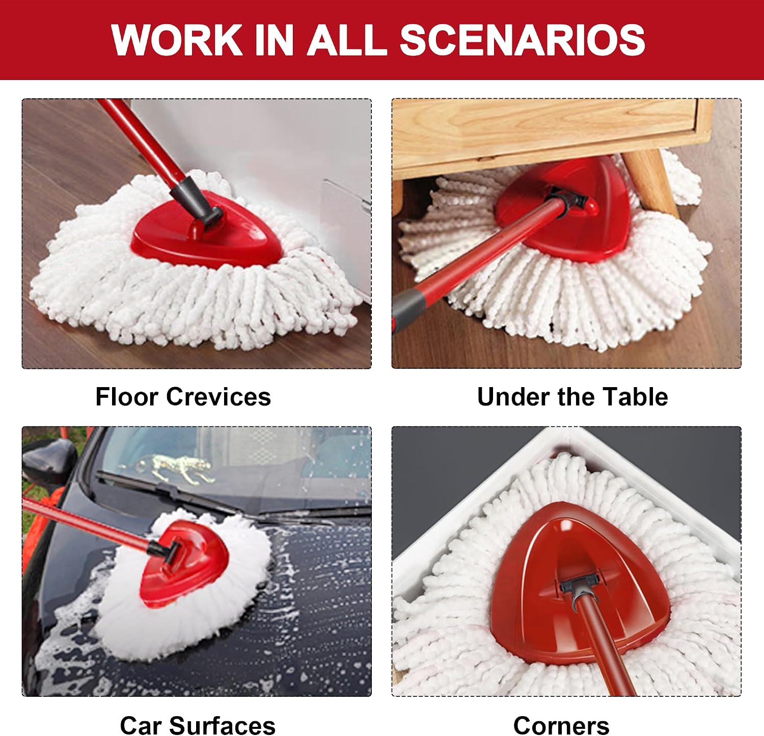 6 Pack Mop Replacement Heads for Spin Mop, Microfiber Spin Mop Refills, Easy Cleaning Mop Head Replacement