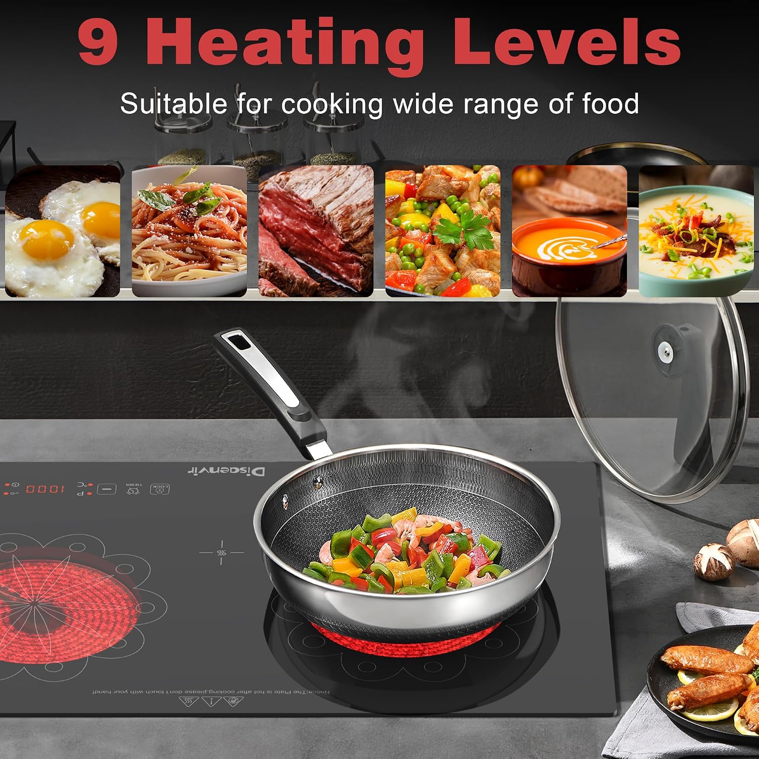 2 Burner Electric Cooktop 24 Inch 110V Plug in