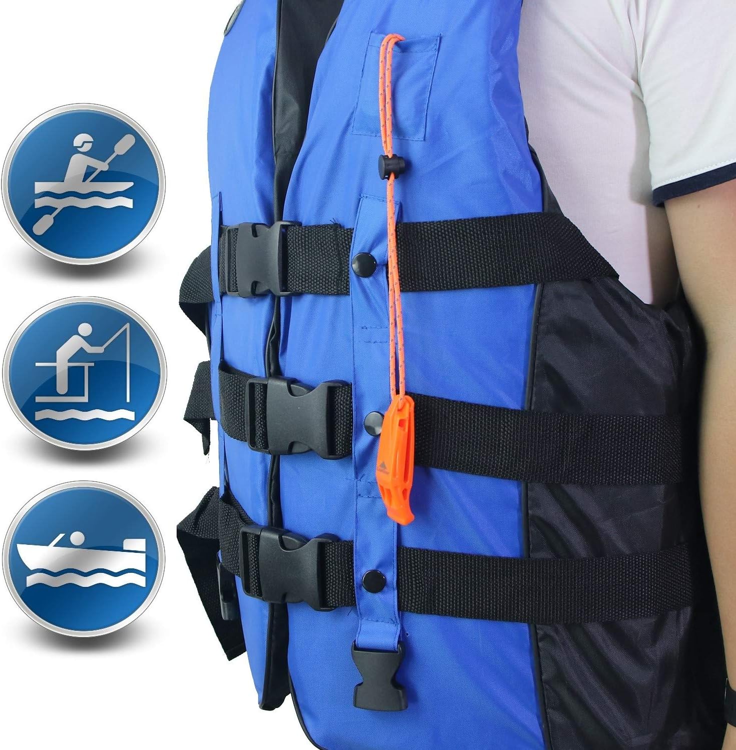 LuxoGear Emergency Whistles with Lanyard Safety Whistle Survival Shrill Loud Blast for Kayak Life Vest Jacket Boating Fishing Boat Camping Hiking Hunting Rescue Signaling Kids Lifeguard Plastic 2 Pack